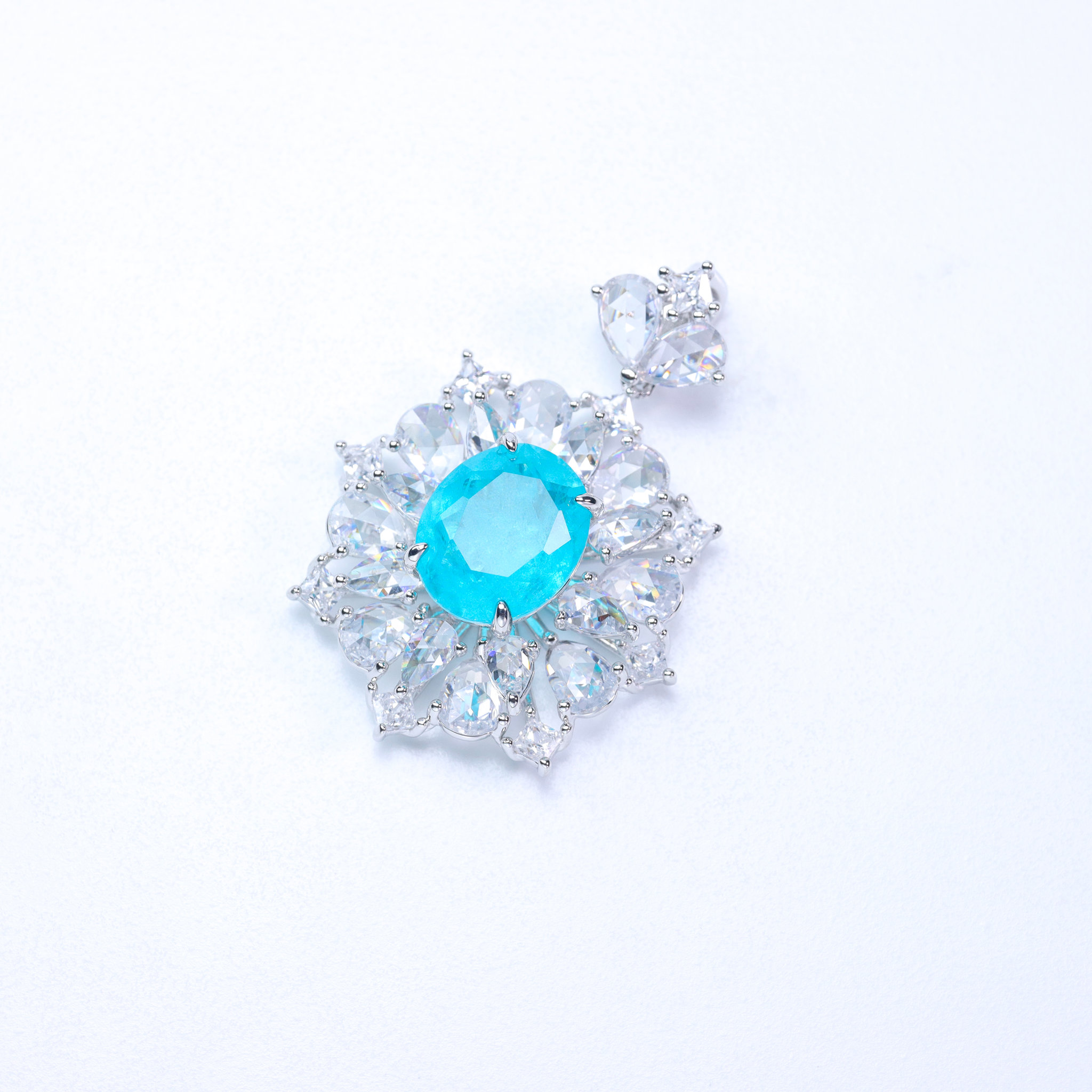 Picture of 18K Gold Plated Paraiba Halo Pendant with Cubic Zirconia